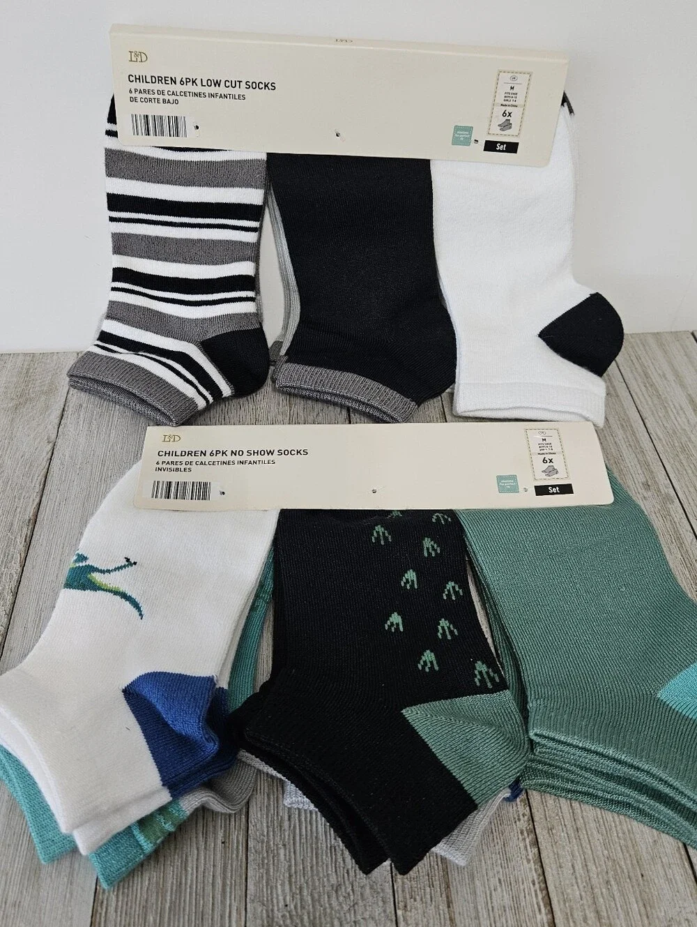 2 - 6 Packs Low Cut Socks Size M 6X Boys 8-10 Girls 7-8  No Show Socks by L&D Wh
